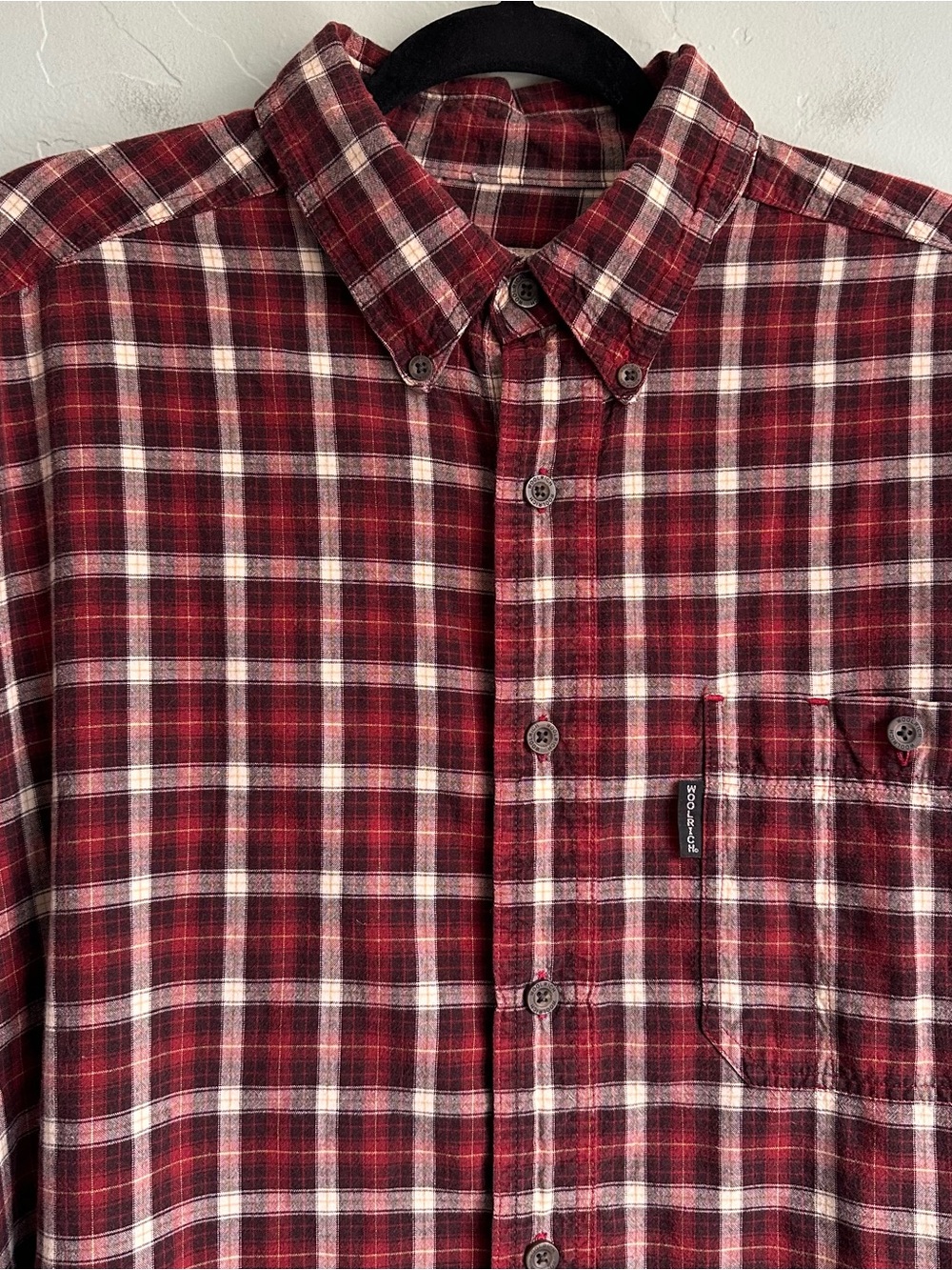 Woolrich Men's Fall Classic Red Plaid Cotton Button-Down Long Sleeve Shirt Large